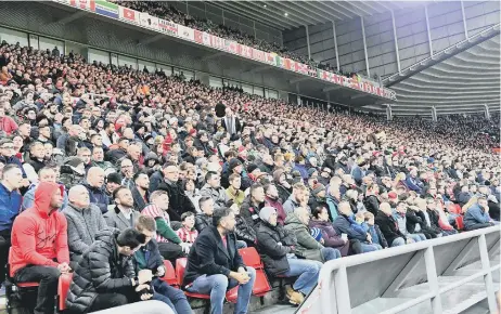  ??  ?? A League One attendance record of 46,039 fans saw Sunderland beat Bradford yesterday.