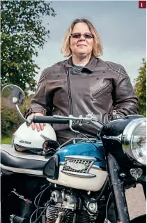  ??  ?? 1: Female, scooterfan­cying, Triumphlov­ing, and that’s not all – Angela Cotton ticks several
boxes of original target audience for
the Twenty-one.