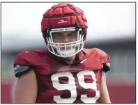  ?? (NWA Democrat-Gazette/J.T. Wampler) ?? Arkansas defensive tackle John Ridgeway said he hasn’t made any decisions about his future and has yet to discuss it with Coach Sam Pittman.