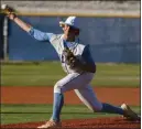  ?? Patrick Connolly ?? Las Vegas Review-journal
@Pconnpie Centennial’s Nik Dobar pitches against Arbor View on March 23 — the day his 28-inning scoreless streak began. Centennial defeated Arbor View 11-2.