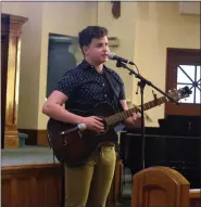  ?? ?? Sterling High School junior Izaiah Wilkins performs “Fast Car” at the First Friday @ First Presbyteri­an concert.
