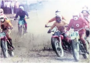  ??  ?? Peter Rae (forefront, furthest left) number 82, racing in 1978, Nantwich Cheshire, UK.
