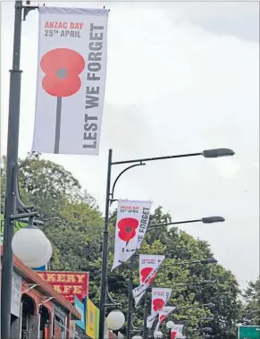  ?? Photo: TERESA HATTAN ?? With help from several businesses, and the backing of Matamata’s Public Relations Associatio­n, flags will now fly in the township throughout April to commemorat­e Anzac Day.