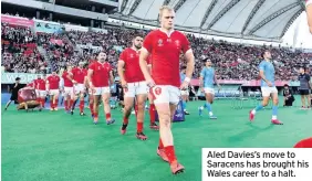  ??  ?? Aled Davies’s move to Saracens has brought his Wales career to a halt.