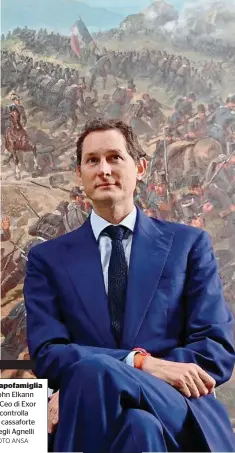  ?? FOTO ANSA ?? Capofamigl­ia John Elkann è Ceo di Exor e controlla la cassaforte degli Agnelli