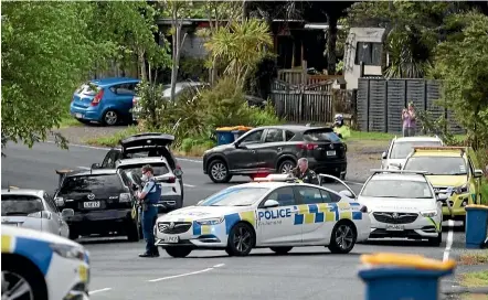  ?? RYAN ANDERSON/STUFF ?? Armed police were called to an incident on Danube Lane in Glen Eden.