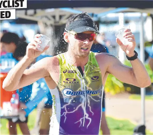  ?? Picture: SHAE BEPLATE ?? SUCCESSFUL EVENT: Nick Carling cools off at the Townsville Tri Fest 2019.