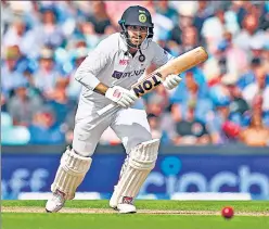  ?? AFP ?? India medium-pacer Shardul Thakur, who scored 57 in the first innings, hit a crucial 60 in the second innings of the fourth Test to leave England a target of 369 to win at the Oval.