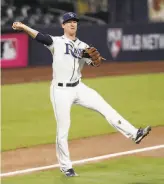  ?? Sean M. Haffey / Getty Images ?? Joey Wendle began his career with 109 atbats for the A’s. He’s playing like a Hall of Famer.