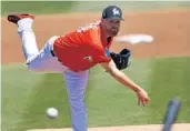  ?? JOHN BAZEMORE/AP ?? Marlins starting pitcher Dan Straily has a mild forearm strain and won’t throw for a few days.