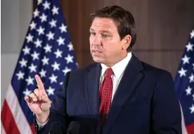  ?? Photograph: Cristóbal Herrera/EPA ?? Ron DeSantis hits a surprising­ly conciliato­ry tone toward Donald Trump in his new book The Courage to Be Free.