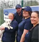  ?? ?? ● RSPCA Warrington, Halton and St Helens branch staff Katie Buckley with rescue dog Star, Kevin McFarlane, trustee Catherine McGree and Steph Davies.