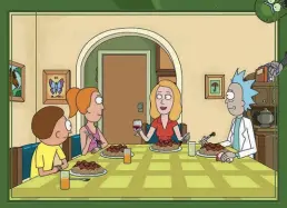  ??  ?? Eine so idyllische Szene wie Morty, Summer, Beth und Rick sie hier am Esstisch erleben, wirkt immer verdächtig