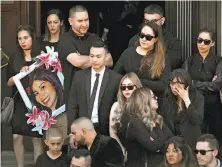  ?? Liz Hafalia / The Chronicle ?? Family, friends and co- workers of Lilianna Preciado, who died while working on a water main on June 13, celebrate her life at a memorial mass at St. Peter’s Catholic Church.