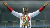  ?? JAE C. HONG — THE ASSOCIATED PRESS FILE ?? In this file photo, Britain’s Mo Farah celebrates winning the gold medal at the men’s 5000-meter medals ceremony, during the 2016 Summer Olympics in Rio de Janeiro, Brazil. Data posted by Russian-linked hackers show Farah’s blood readings were once...