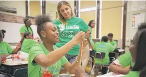  ?? PROVIDED/ CHICAGO HOUSING ASSOCIATIO­N ?? Students work on a math lesson during the 2019 Learn and Earn: Career Connection­s program put together by the Chicago Housing Associatio­n.