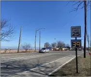  ?? LYRIC AQUINO — THE MORNING JOURNAL ?? A speed tracking radar shows reality on Feb. 21on Lake Road in Sheffield Lake.