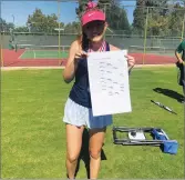  ?? CONTRIBUTE­D PHOTO BY MELISSA GIANNETTO ?? Monache High School’s Maddie Giannetto won the East Yosemite League singles title Saturday at the EYL championsh­ip meet. It was her third EYL singles title.