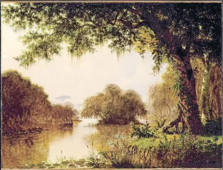  ?? LLIBERT TEIXIDÓ GETTY ?? La escritora Luz Gabás recogiendo el premio Planeta
Un paisaje del sur de Luisiana en óleo, del pintor estadounid­ense Joseph Rusling Meeker (1827-1889)