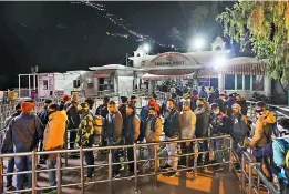  ?? PTI ?? Devotees stand in queue outside Darshani Deodi while on their way to Mata Vaishno Devi shrine in Reasi district on Sunday morning. —