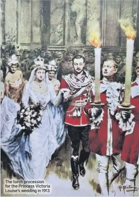  ?? ?? The torch procession for the Princess Victoria Louise’s wedding in 1913