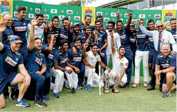  ?? AP ?? Sri Lanka celebrate their highly unexpected series win against the Proteas in South Africa.