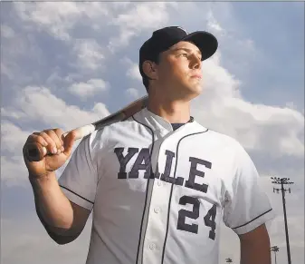  ?? Peter Casolino / Hearst Connecticu­t Media file photo ?? Yale’s Ryan Lavarnway is one of just three players to clear the center field wall at Yale Field since 1993 according to Bulldogs coach John Stuper.