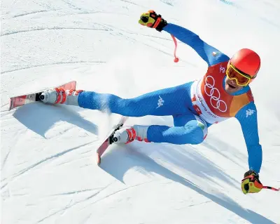  ?? (Getty Images) ?? Deluso Christof Innerhofer, 33 anni, ha chiuso la sua Olimpiade con il 16° posto in superg. Quattro anni fa a Sochi aveva conquistat­o un argento nella discesa e un bronzo nella supercombi­nata