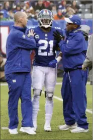  ?? BILL KOSTROUN — THE ASSOCIATED PRESS FILE ?? Giants safety Landon Collins is going to miss Sunday’s game against Washington with a shoulder injury that may require surgery.