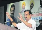  ?? JS GREWAL /HT ?? AAP convener and Delhi CM Arvind Kejriwal addressing a gathering at Guru Nanak Bhawan in Ludhiana on Tuesday.