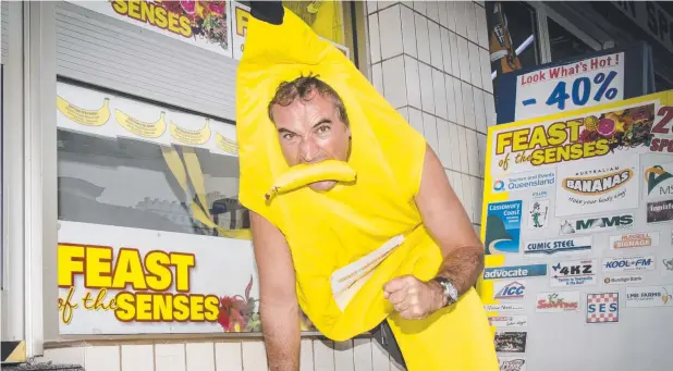  ?? Picture: CHRIS HOLMES ?? VERY A-PEELING: Gary ‘Gazza’ McIllroy is warming up for the Feast of the Senses Bananathon as the region prepares to host the popular festival.