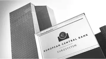  ?? — AFP photo ?? Spooked by a market backlash, some European Central Bank policymake­rs are having doubts about signalling in July that they are moving closer to dialling back their easy money policy.