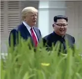  ?? FOTO: TT/AP/KRT ?? Donald Trump träffade Kim Jong-Un i Singapore i juni.