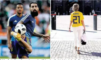  ??  ?? Schöne Geste: Jimmy Durmaz kann auch auf Schwedens Sozialmini­sterin Annika Strandhäll (re.) bauen