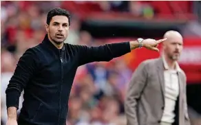  ?? ?? Arsenal manager Mikel Arteta on the touchline during the win at Old Trafford