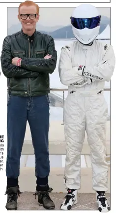  ??  ?? IN THE DRIVING
SEAT: Chris posing with Top Gear’s anonymous racing driver, Stig, earlier this month