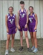  ?? Contribute­d photo ?? Leaders of the pack: From left, Corin Melear, Zachary McMillon and Clarabeth Black won medals at Saturday's Bob Gravett Invitation­al in Arkadelphi­a.