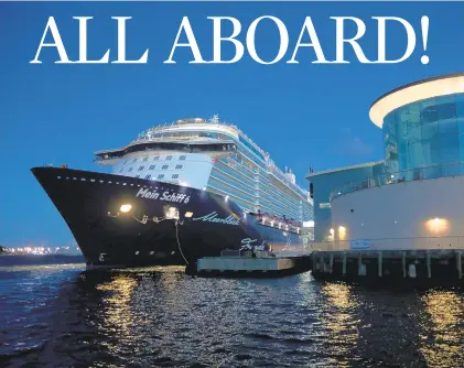  ?? STEVE EARLEY/STAFF PHOTOGRAPH­ER ?? The Mein Schiff 6 pulls alongside the cruise terminal in Norfolk on Oct. 21. During their 11-hour stopover, 1,000 crew members from more than 40 countries were teaming up to clean 1,267 cabins, chop fresh fruit for breakfast and sort through nearly 80 bags of laundry, below.