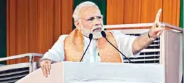  ??  ?? PM Narendra Modi speaks during a public rally at Belagavi on Wednesday