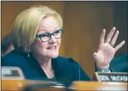  ?? AP/SUSAN WALSH ?? Senate Homeland Security and Government­al Affairs Committee ranking member Sen. Claire McCaskill, D-Mo., asks a question June 6 during a hearing on Capitol Hill in Washington.