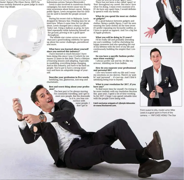  ?? — YAP CHEE HONG/ The Star ?? From suave to silly, model-actor Mike Lewis is a good sport in front of the camera.