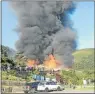  ??  ?? DEVASTATIN­G BLAZE: A fire at the Storms River Mouth rest camp has destroyed the only restaurant and shop in the area