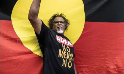  ?? Photograph: Cole Bennetts/Getty Images ?? The Indigenous leader Adrian Burragubba brought a complaint to the Queensland human rights commission after police broke up a protest against Adani’s coalmine in August last year.