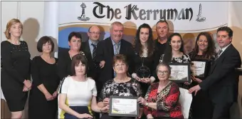 ??  ?? Finalists of the Best Community &amp; Enterprise Award, sponsored by NEWKD, were Knocknagos­hel Over-55s, Rathmore Social Action Group and KDYS Killarney.