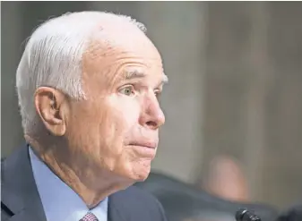  ?? TASOS KATOPODIS, AFP/ GETTY IMAGES ?? Sen. JohnMcCain, chairman of the Senate Armed Services Committee, says Army secretary nomineeMar­k Green’s past comments about gays andMuslims are “very concerning.”