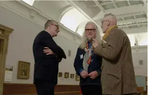  ??  ?? Encounters with Jack Vettriano and John Byrne, left, and the work of Rachel Maclean, right, leave Billy Connolly more than a little moved