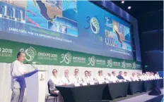  ??  ?? Pedro Joaquín Coldwell, secretario de Energía, durante su participac­ión en la Convención Onexpo Nacional 2018 pidió mantener las inversione­s privadas.