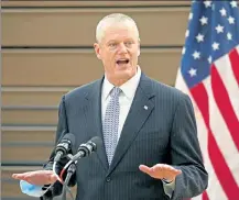  ?? STUART CAHILL / BOSTON HERALD ?? ‘Gov. Charlie Baker said Thursday the state is expected to get more vaccine in the near future, allowing more people to get appointmen­ts and be vaccinated.
