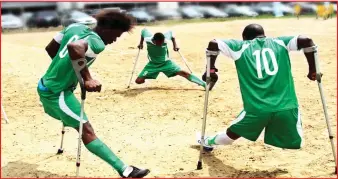 ?? ?? A photograph of physically-challenged footballer­s