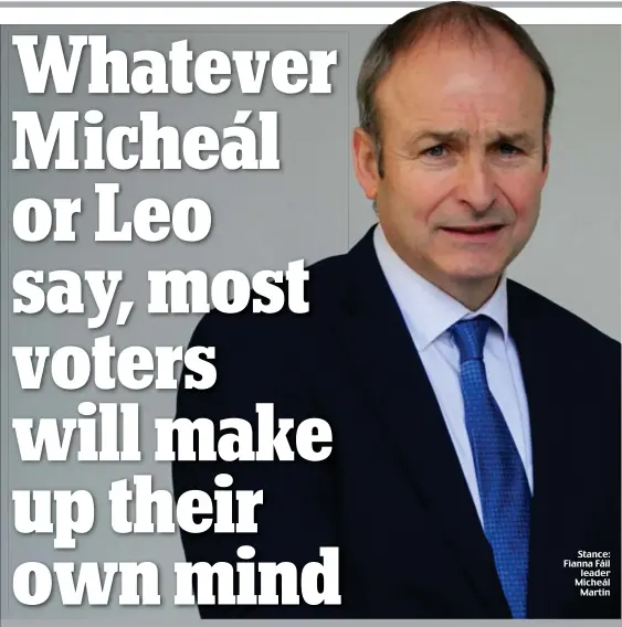  ??  ?? Stance: Fianna Fáil leader Micheál Martin